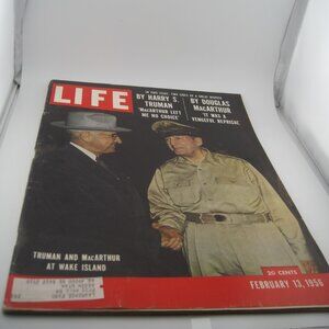 Vintage Life Magazine February 13 1956 Truman and MacArthur at Wake Island Issue
